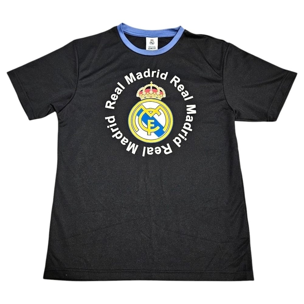 Real Madrid Youth XL Soccer Jersey Black Tee Crest Logo Graphic T-Shirt